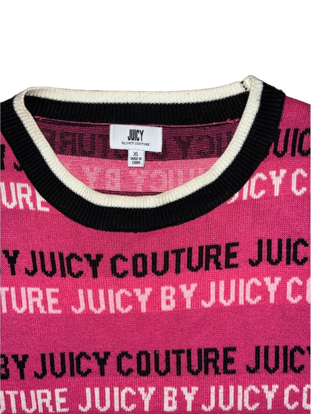 Juicy Couture Women’s Pink Logo Knit Acrylic Crewneck Pullover Sweater XL - Picture 7 of 9